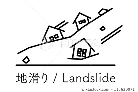 Landslide, natural disaster simple line icon 115620071