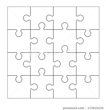 Set of black and white puzzle pieces isolated on a white background. Vector illustration 115620226