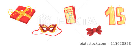 Happy Birthday Object and Festive Event Element Vector Set 115620838
