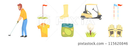 Golf Playing Game Object and Element Vector Set 115620846