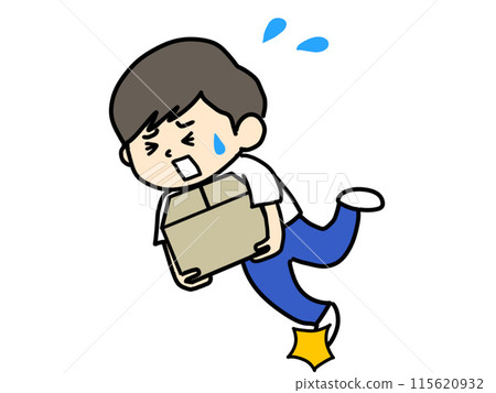 Illustration of a man stumbling while carrying luggage 115620932