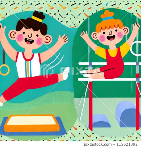 Children doing rhythmic gymnastics 115621392