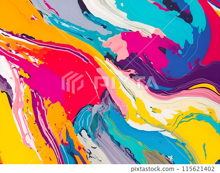 Abstract bright acrylic painted background. Oil paint art texture. Color vivid pattern of creative ink painting. AI Generative 115621402