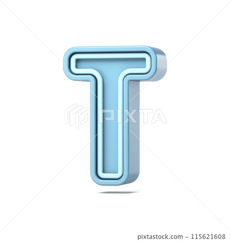Pastel blue font Letter T 3D Pastel blue font Letter T 3D 115621608