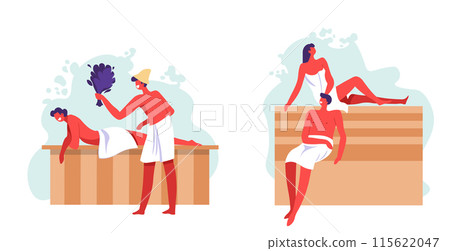 Friends Enjoying Sauna Session vector 115622047