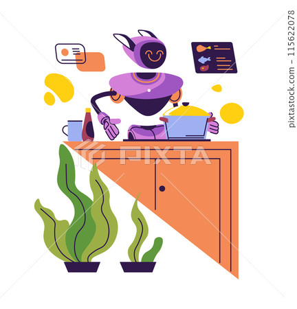 Robot Cooking in Kitchen Scene Robot Cooking in Kitchen Scene 115622078
