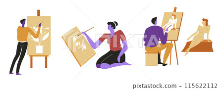 Creative Artists Painting on Canvases 115622112