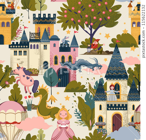 Fairy Tale Kingdom Pattern vector Fairy Tale Kingdom Pattern vector 115622132