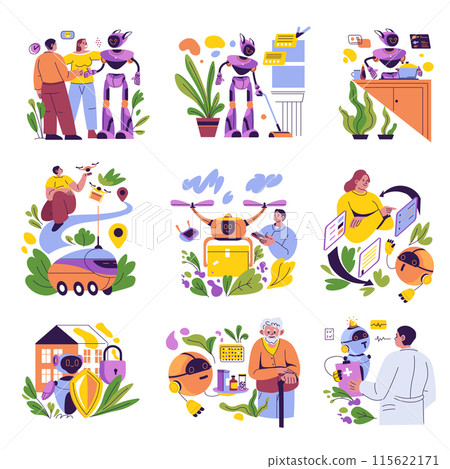 Futuristic Robots and Technology Illustration 115622171