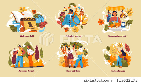 Fall Season Activities Illustration vector 115622172