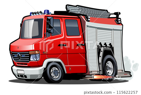 Vector cartoon firetruck isolated on white background Vector cartoon firetruck isolated on white background 115622257