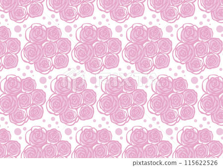 Illustration of seamless pattern of pink rose flowers Illustration of seamless pattern of pink rose flowers 115622526