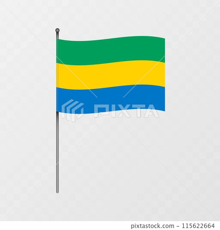 Gabon flag on flagpole. Vector illustration. 115622664