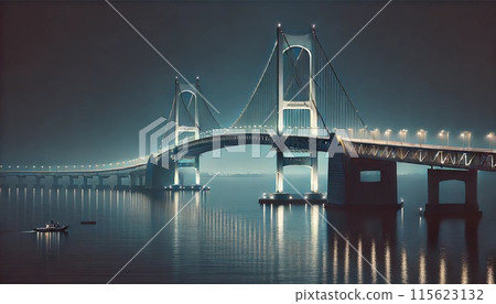 夜晚燈火通明的橋樑 115623132