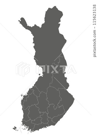 Vector blank map of Finland with regions or counties and administrative divisions. Editable and clearly labeled layers. 115623138