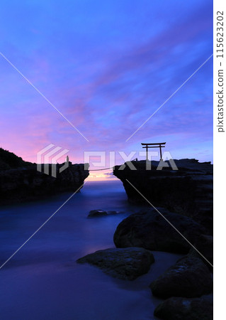 [靜岡縣]白濱神社/大名神岩紅色鳥居黎明 115623202