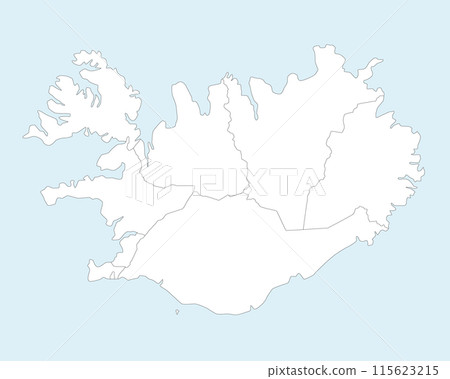 Vector blank map of Iceland with regions and administrative divisions. Editable and clearly labeled layers. 115623215