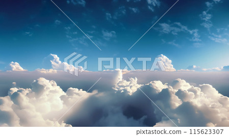 Fluffy soft clouds. Beautiful cloudy sky. Dream cloud of heaven. Nature background or backdrop. Fluffy soft clouds. Beautiful cloudy sky. Dream cloud of heaven. Nature background or backdrop. 115623307