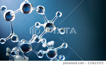 Science background with molecula and atom model. Abstract molecular structure. 115623355