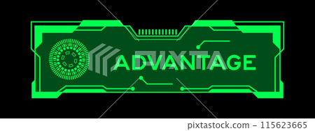 Green color of futuristic hud banner that have word advantage on user interface screen on black background 115623665