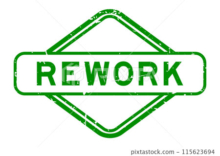 Grunge green rework word rubber seal stamp on white background Grunge green rework word rubber seal stamp on white background 115623694