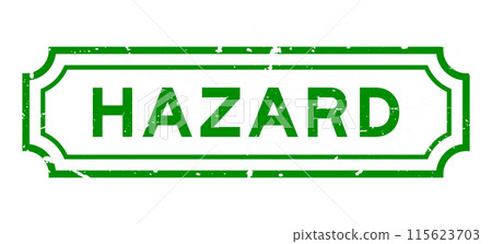 Grunge green hazard word rubber seal stamp on white background 115623703