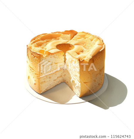 Watercolor illustration of chiffon cake on white background 115624743