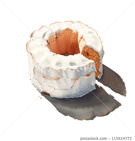 Watercolor illustration of chiffon cake on white background Watercolor illustration of chiffon cake on white background 115624772