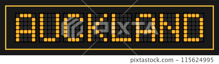 Orange color led banner in word auckland on black background 115624995