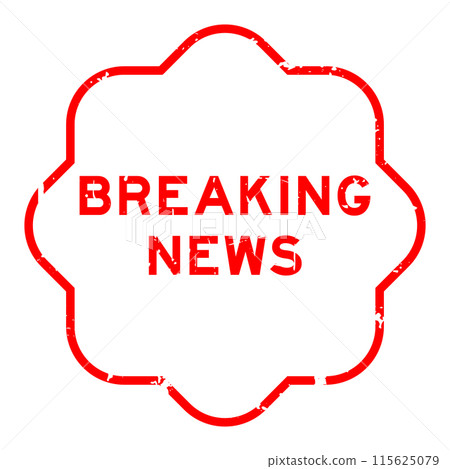 Grunge red breaking news word rubber seal stamp on white background 115625079