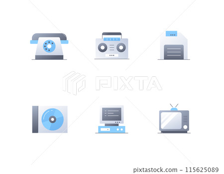 Outdated electronic devices - flat design style icons set 115625089