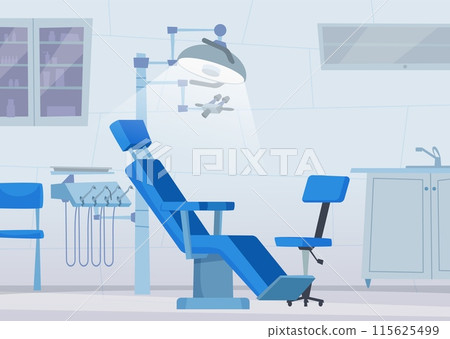 Dentist cabinet interior of dental clinic with chair 115625499