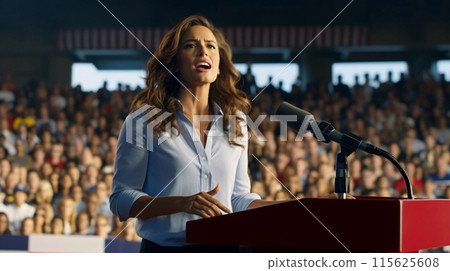 Woman Leading a Political Rally Woman Leading a Political Rally 115625608