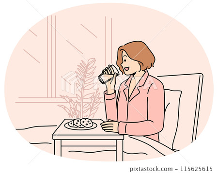 Happy woman enjoy breakfast in bed Happy woman enjoy breakfast in bed 115625615
