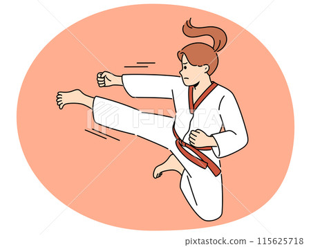 Woman in kimono practice karate 115625718