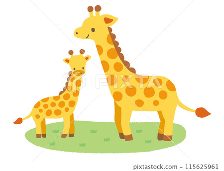 鬆散的手繪長頸鹿父母和孩子 鬆散的手繪長頸鹿父母和孩子 115625961