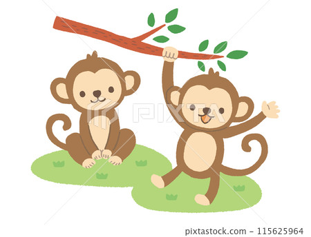 Loosely drawn friendly monkeys Loosely drawn friendly monkeys 115625964