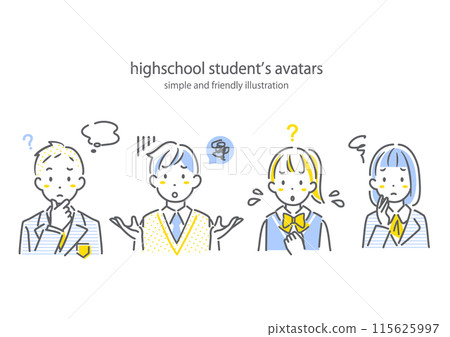 A high school student with worries - simple and stylish line drawing illustration 115625997