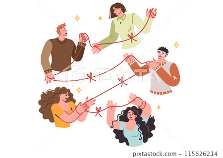 Networking for people holding rope who want to establish social connections and gain useful contacts 115626214