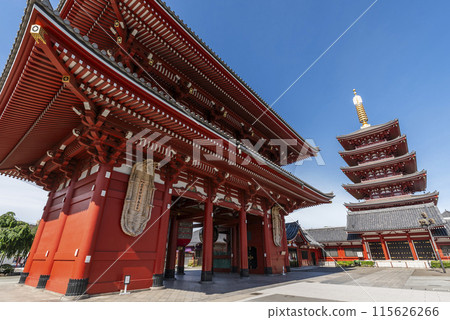 Hozomon Gate (Niomon Gate) and five-story pagoda at Sensoji Temple, Asakusa, Taito Ward, Tokyo Hozomon Gate (Niomon Gate) and five-story pagoda at Sensoji Temple, Asakusa, Taito Ward, Tokyo 115626266