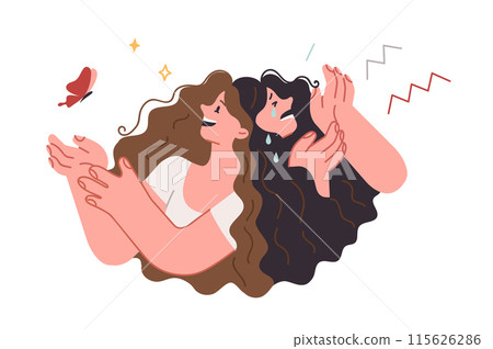 Bipolar disorder in girl with sudden mood swings and unstable emotional background 115626286