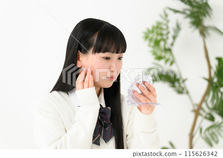High school girl who cares about rough skin High school girl who cares about rough skin 115626342