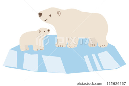 Loosely drawn polar bear parent and child 115626367