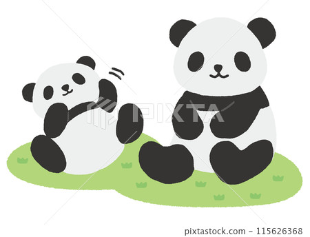 Loosely hand-drawn panda parent and child 115626368