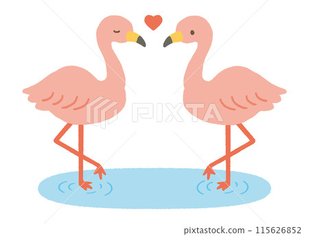 鬆散的手繪火烈鳥情侶 115626852