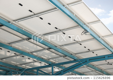 Solar car parking or parking lot with concept of green clean power energy. 115626896