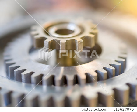 Close Up of a Metal Gear Wheel. Generative AI Close Up of a Metal Gear Wheel. Generative AI 115627070