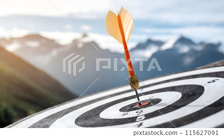 Bullseye Brilliance: Precision Perfect Dart Strike. Generative AI Bullseye Brilliance: Precision Perfect Dart Strike. Generative AI 115627091
