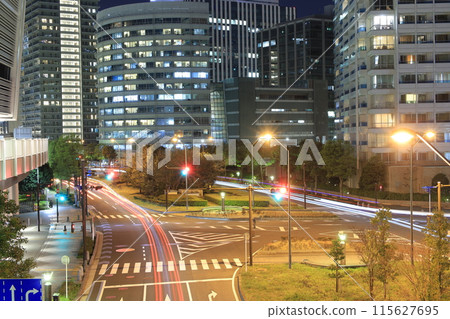 Night view of skyscrapers in "Yokohama Minato Mirai" 115627695