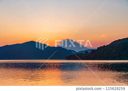 (神奈川縣)從元箱根眺望富士山的夜景 (神奈川縣)從元箱根眺望富士山的夜景 115628259